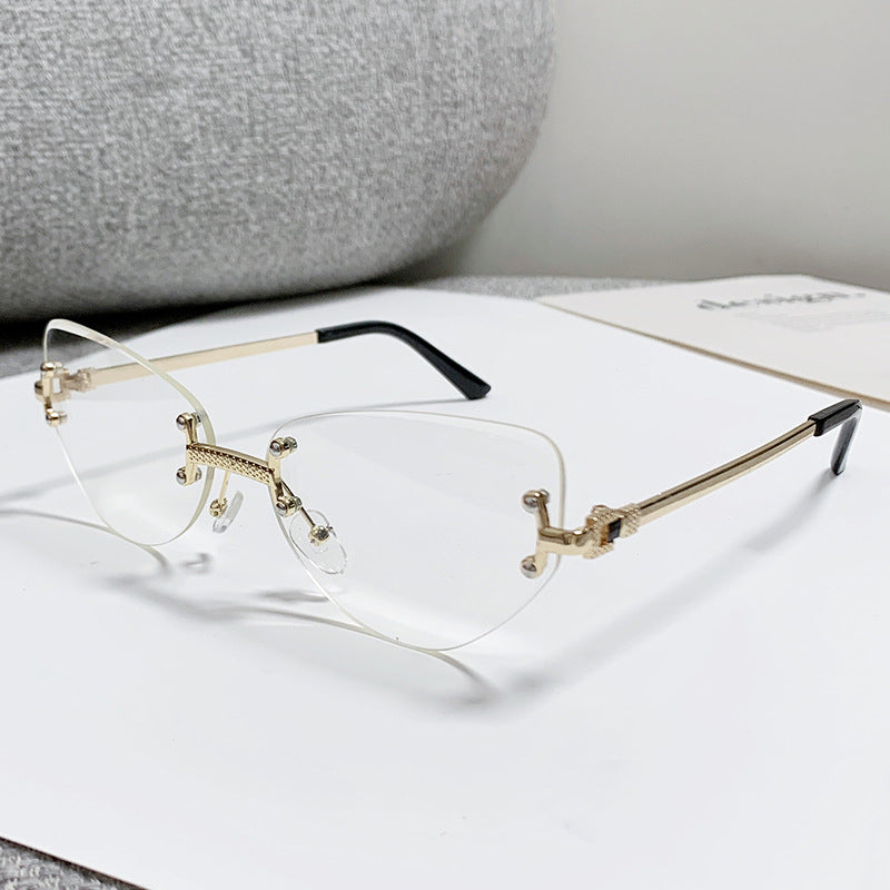 Rimless Gradient Lens Cat Eye Sunglasses - C7