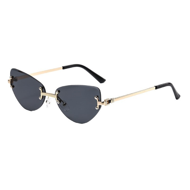 Rimless Gradient Lens Cat Eye Sunglasses