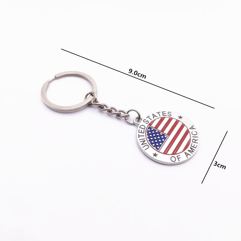 American Flag Enamel Charm Keychain - Circle