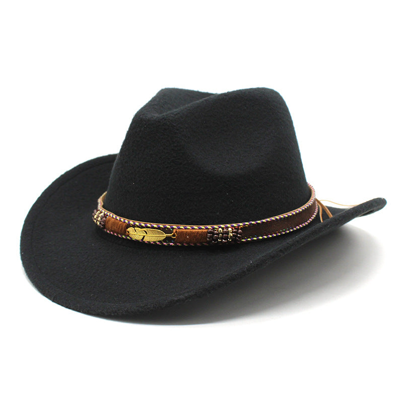 Metallic Feather Western Cowboy Hat - Black