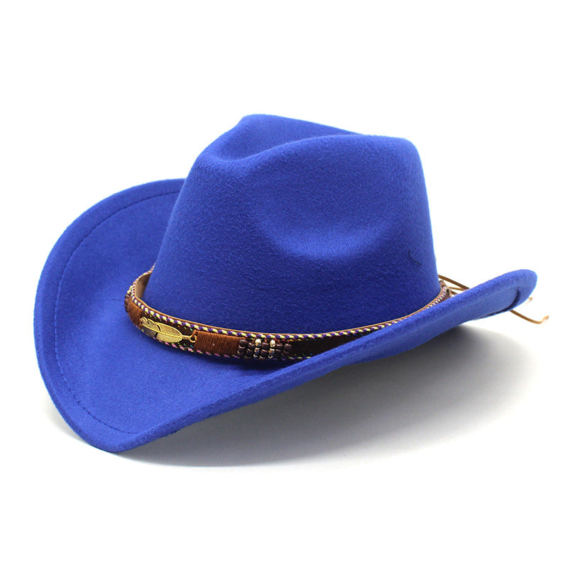 Metallic Feather Western Cowboy Hat - Blue
