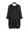 Lightweight Longline Hoodie With Patch Pockets - black