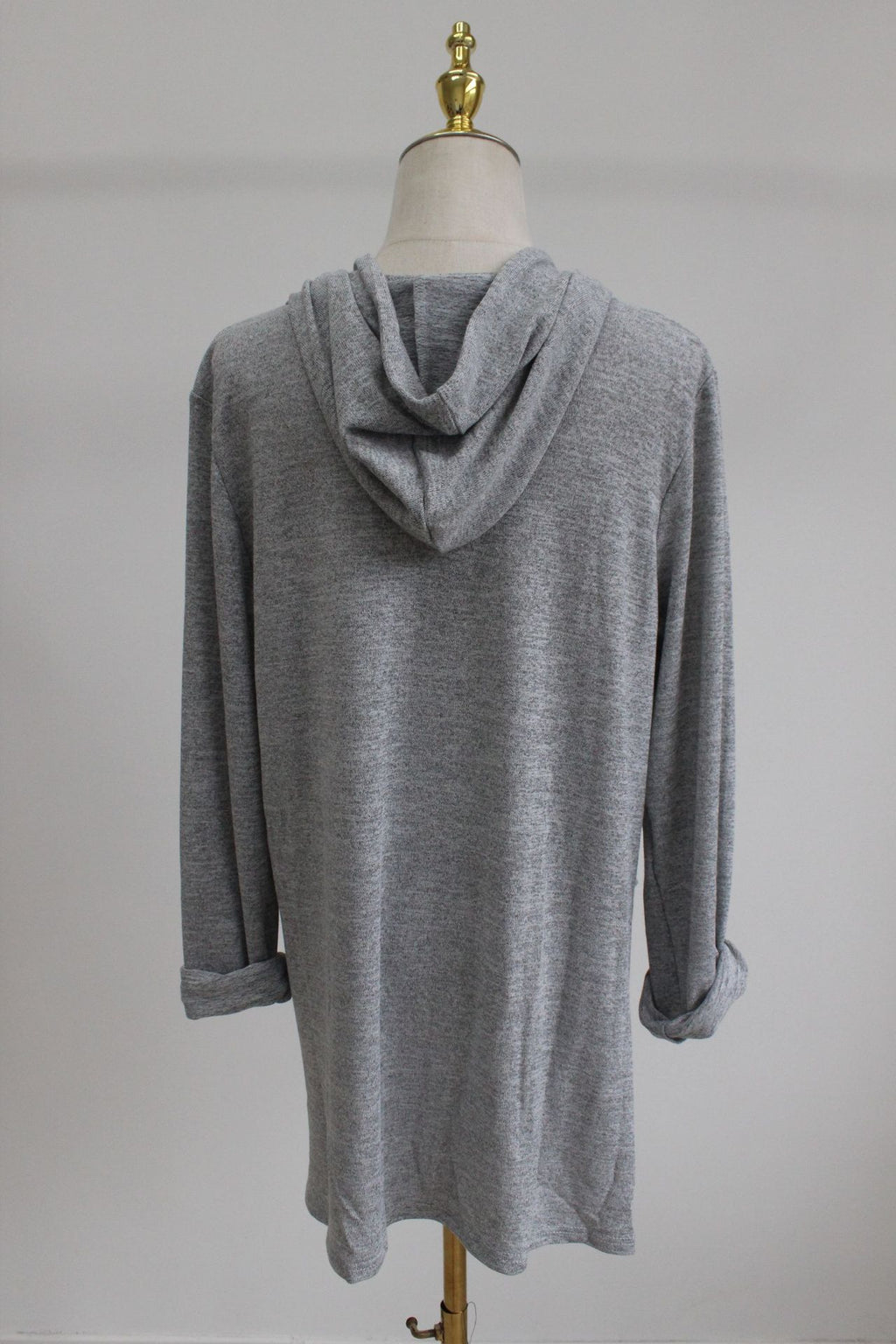 Lightweight Longline Hoodie With Patch Pockets - grey - 2