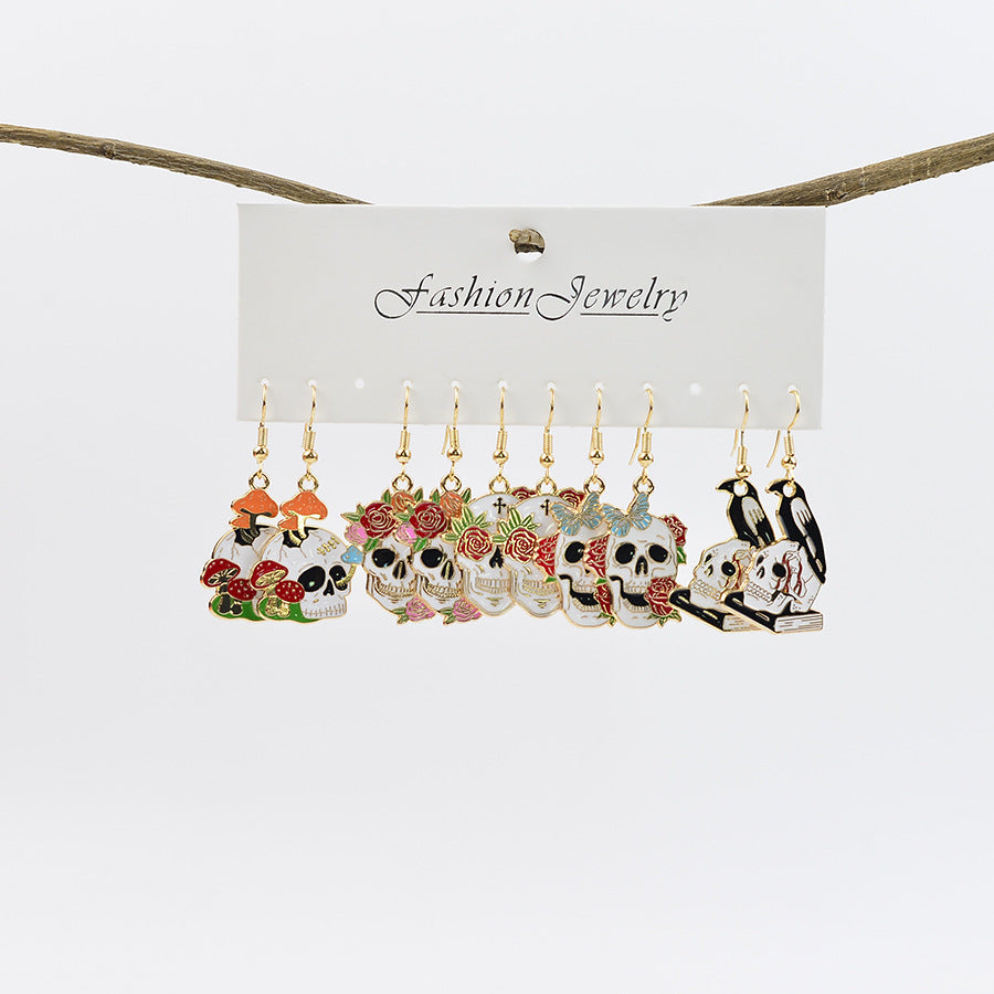 Western Skull and Boot Charm Earring Set - Set_1