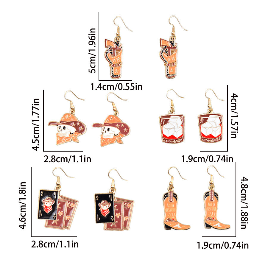 Western Skull and Boot Charm Earring Set - view 3