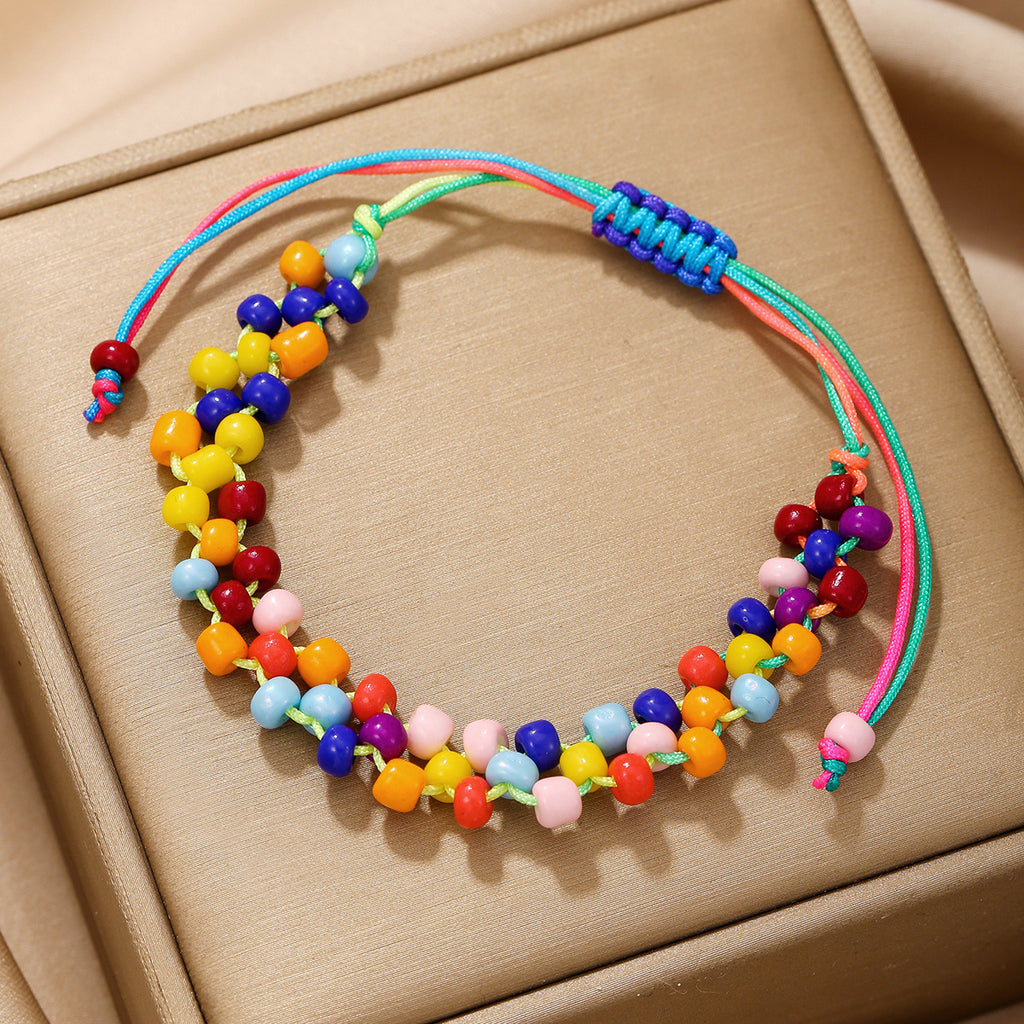 Handmade Beaded Adjustable Braided Bracelet - Color_3
