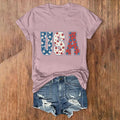 Patriotic USA Letter Print Cotton Tee - Purple