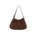 Ruched Faux Suede Mini Shoulder Bag - Chocolate