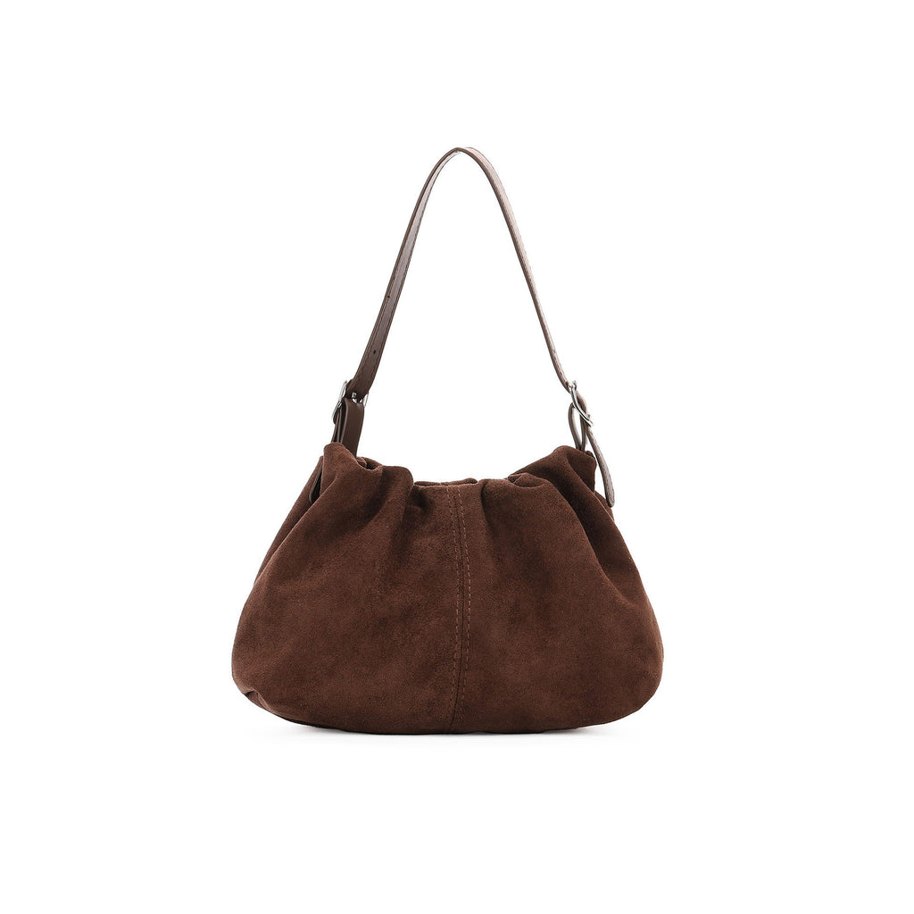 Ruched Faux Suede Mini Shoulder Bag