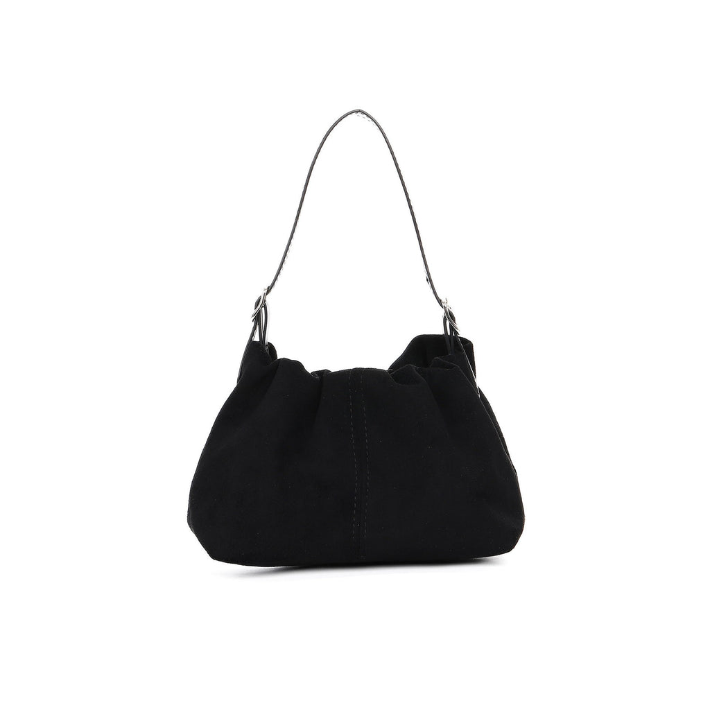 Ruched Faux Suede Mini Shoulder Bag