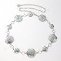 Western Concho Turquoise Chain Belt - Silvery