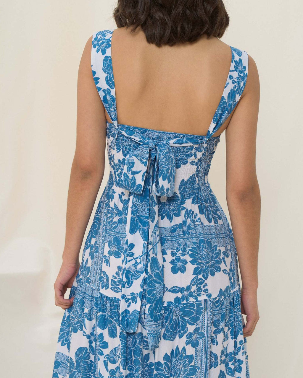 Square Neck Printed Tiered Maxi Dress - Orange - 3