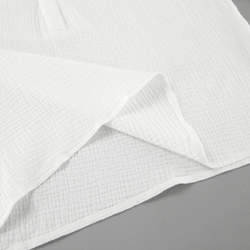 Crinkle Cotton Balloon Sleeve Popover Blouse - White - 5