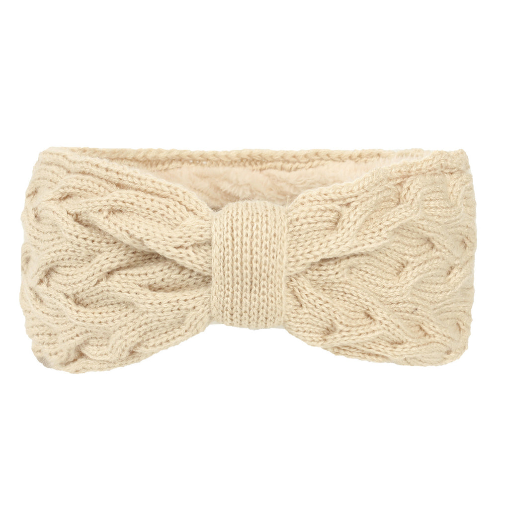 Chunky Cable Knit Bow Knot Headband - Beige