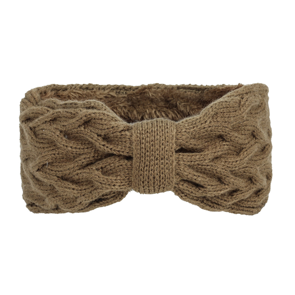 Chunky Cable Knit Bow Knot Headband - Elmwood