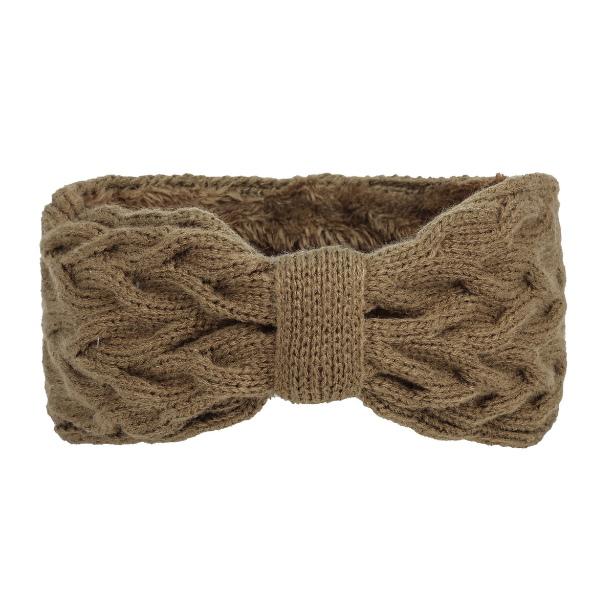 Chunky Cable Knit Bow Knot Headband - Elmwood