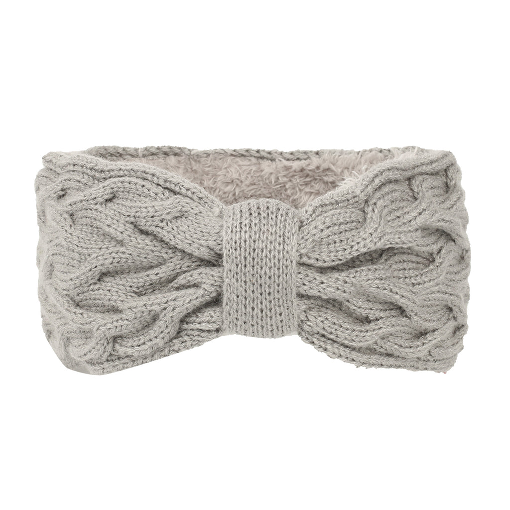 Chunky Cable Knit Bow Knot Headband - LightGrey