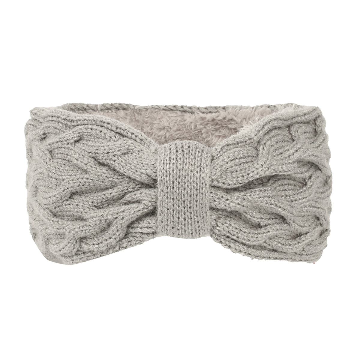 Chunky Cable Knit Bow Knot Headband - LightGrey