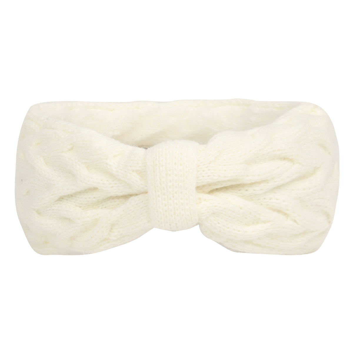 Chunky Cable Knit Bow Knot Headband - White