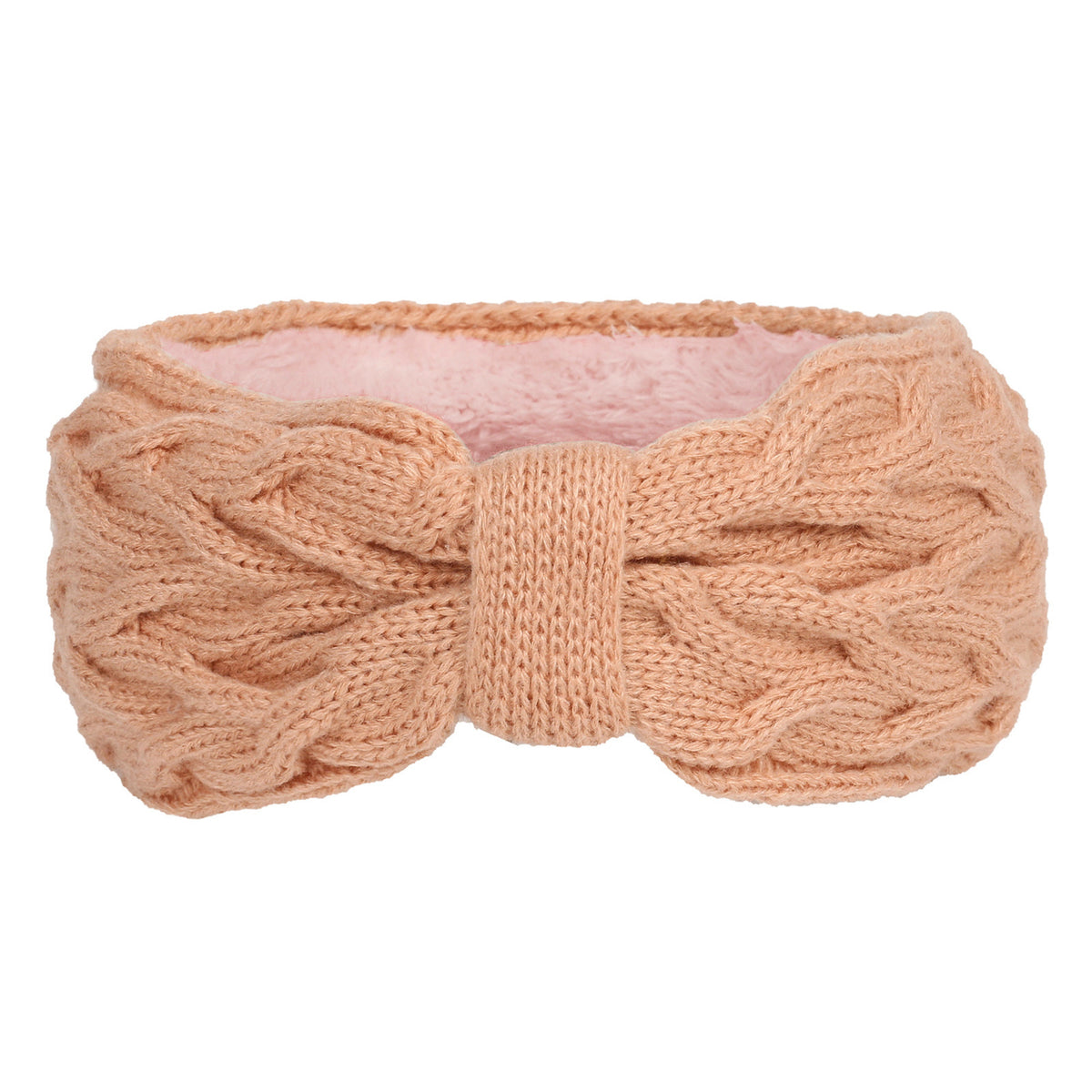 Chunky Cable Knit Bow Knot Headband - blush