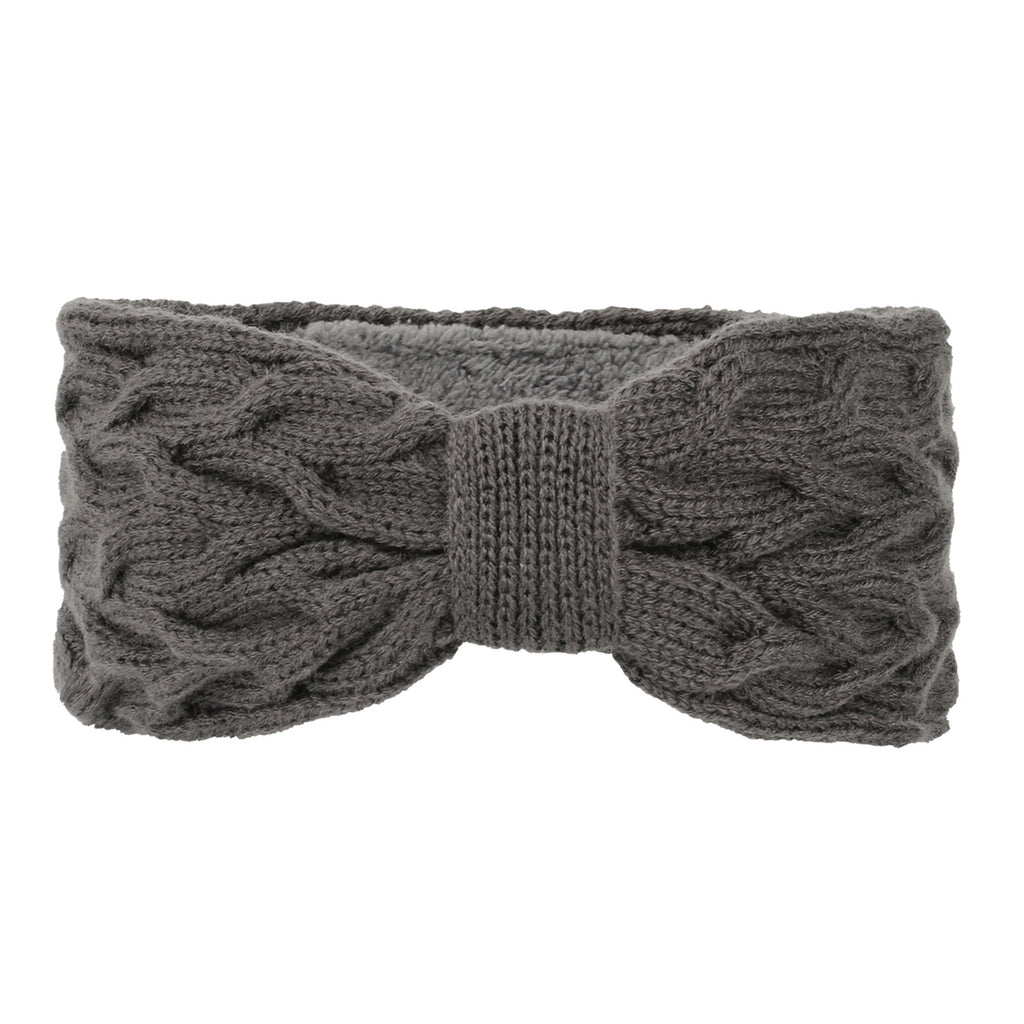 Chunky Cable Knit Bow Knot Headband - charcoal