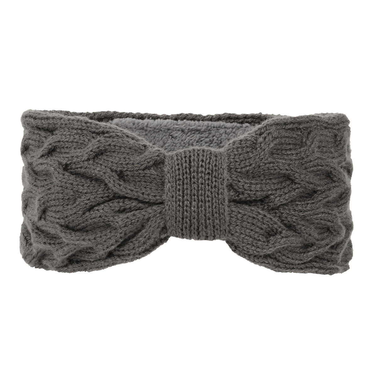 Chunky Cable Knit Bow Knot Headband - charcoal