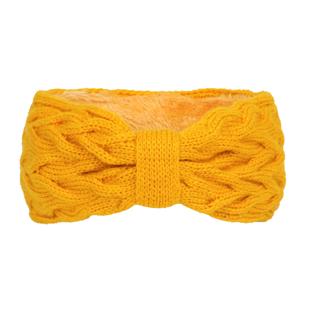 Chunky Cable Knit Bow Knot Headband - mango