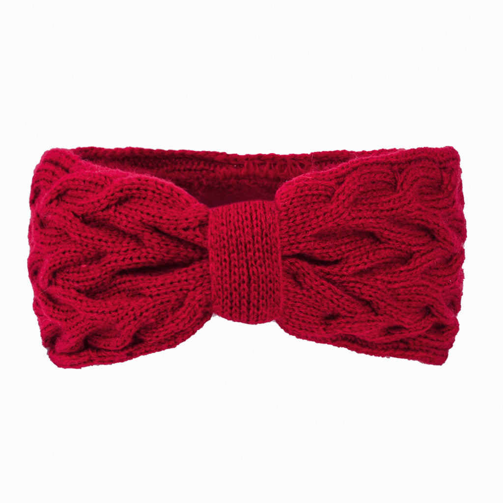 Chunky Cable Knit Bow Knot Headband - red