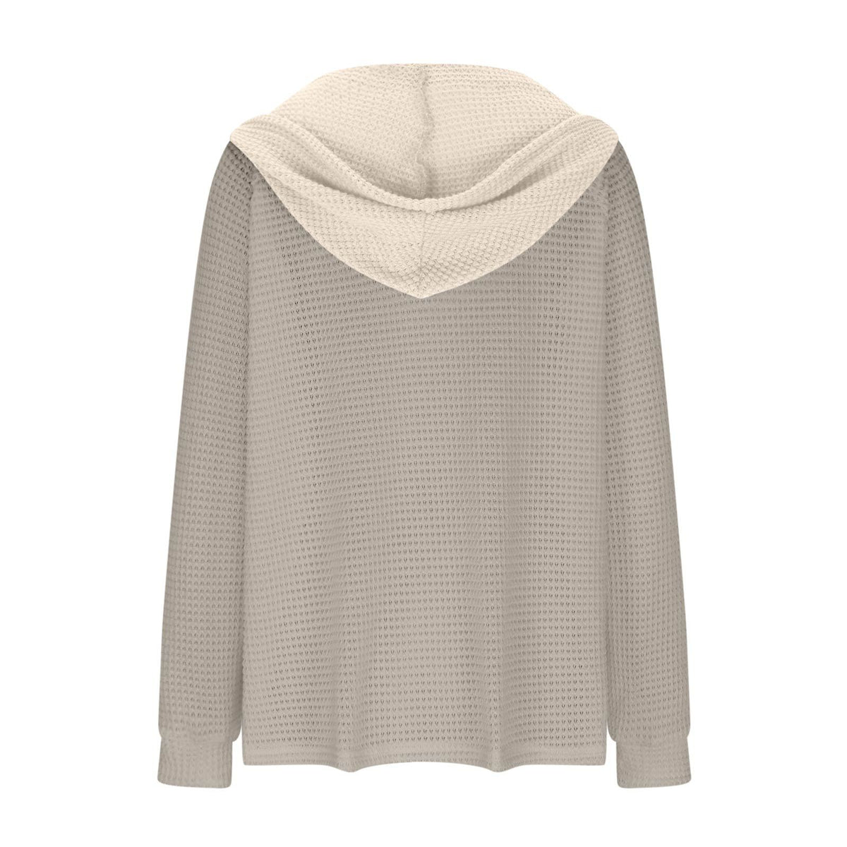 Colorblock Hooded Waffle Knit Sweatshirt - Grey - 1