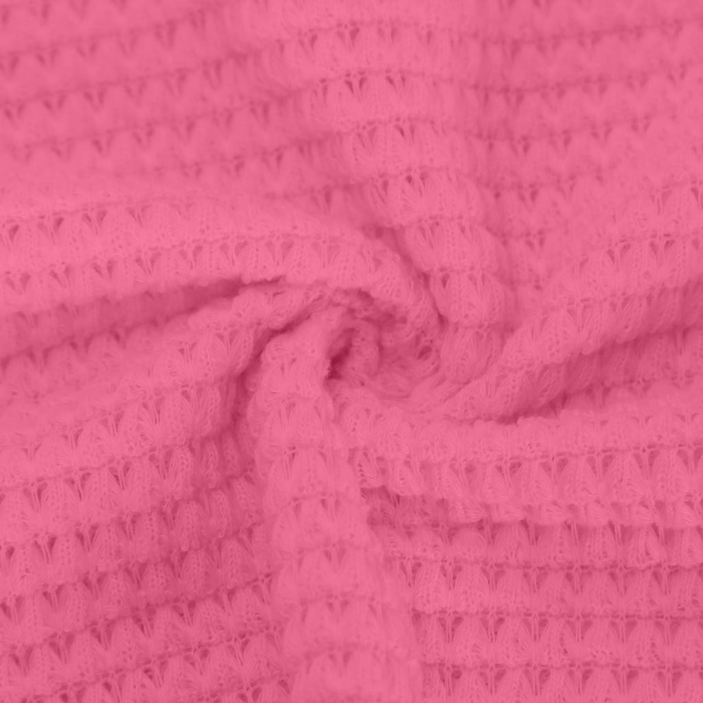 Colorblock Hooded Waffle Knit Sweatshirt - Rose_red - 2