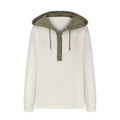 Colorblock Hooded Waffle Knit Sweatshirt - White