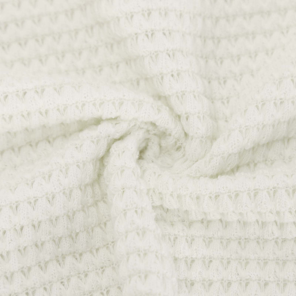 Colorblock Hooded Waffle Knit Sweatshirt - White - 2