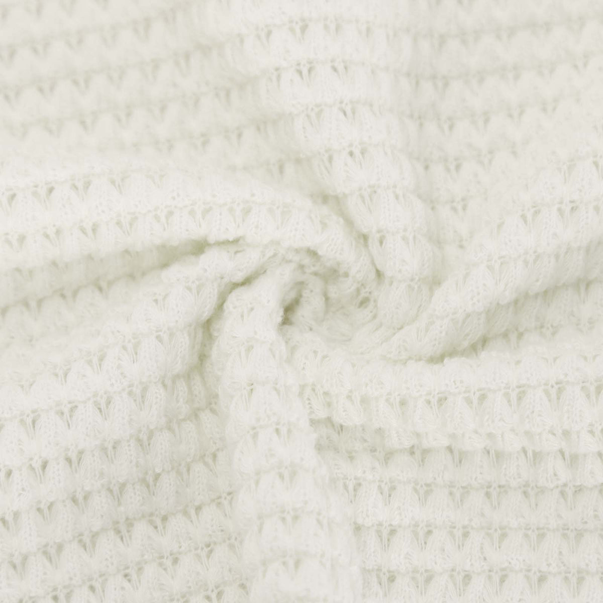 Colorblock Hooded Waffle Knit Sweatshirt - White - 2