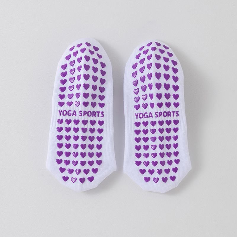 Ruffle Cuff Embroidered Pilates Grip Socks - Lavender - 2