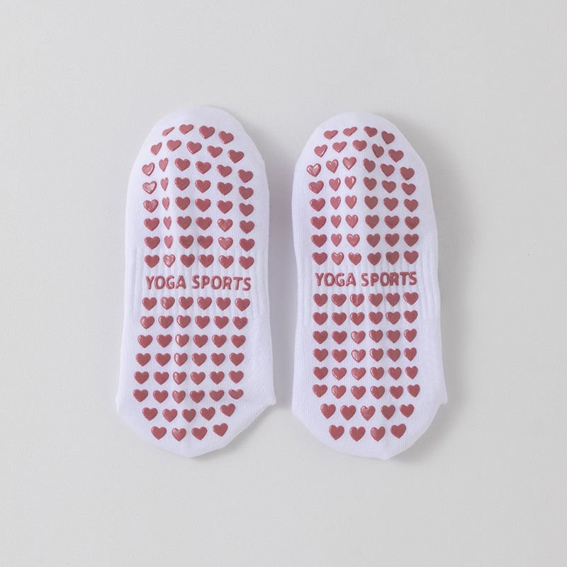 Ruffle Cuff Embroidered Pilates Grip Socks - Strawberry - 4
