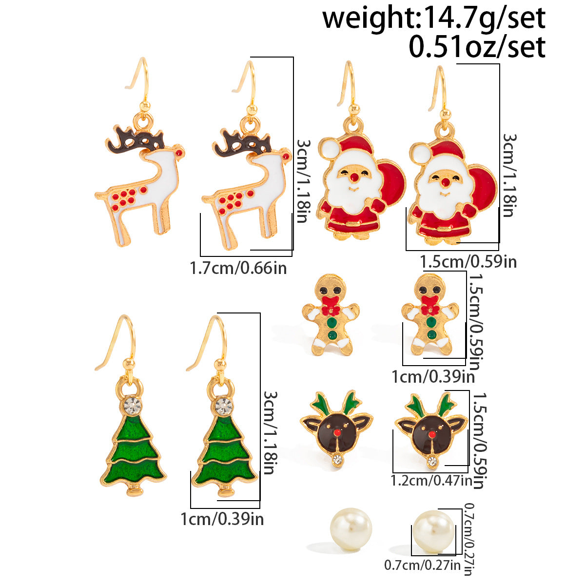 Christmas Charm Dangle Earring Set - NO-1 - 1