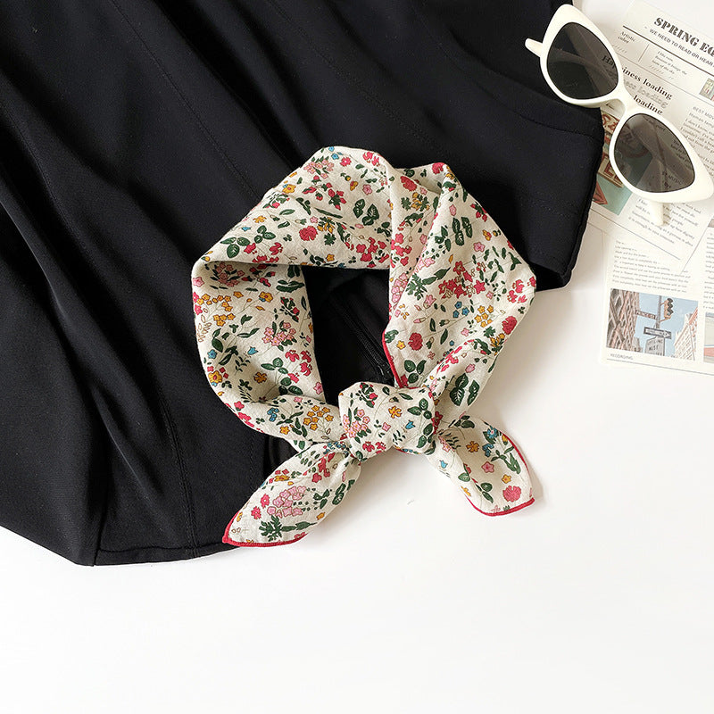 Retro Print Cotton Bandana Square Scarf Neckerchief - C10