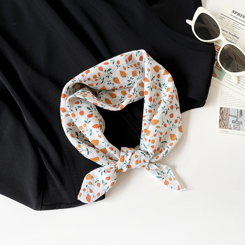 Retro Print Cotton Bandana Square Scarf Neckerchief - C12