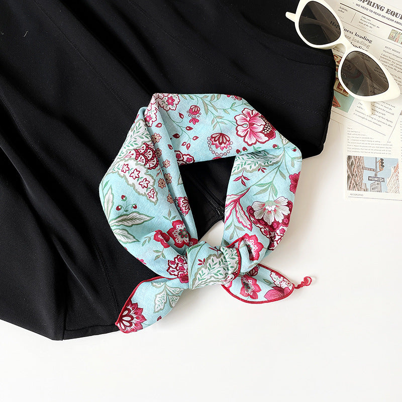 Retro Print Cotton Bandana Square Scarf Neckerchief - C16