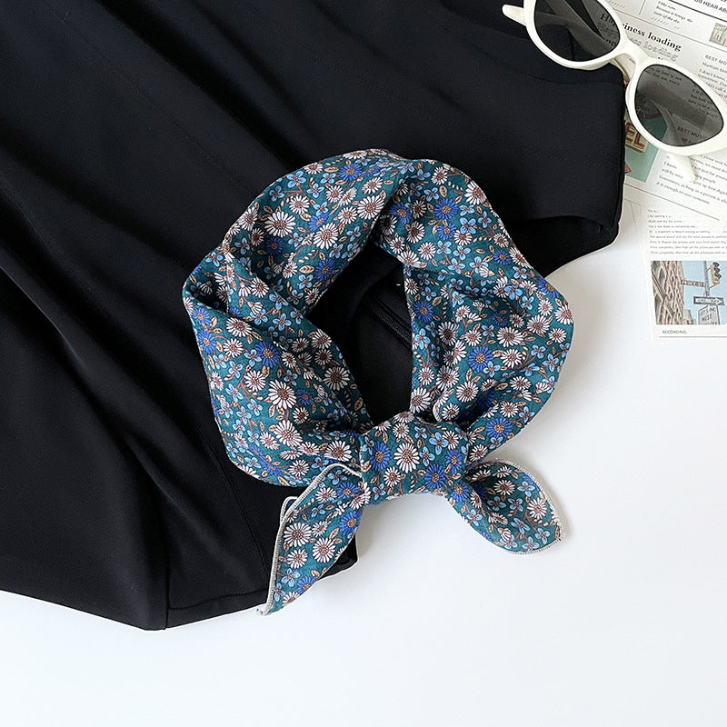 Retro Print Cotton Bandana Square Scarf Neckerchief - C17