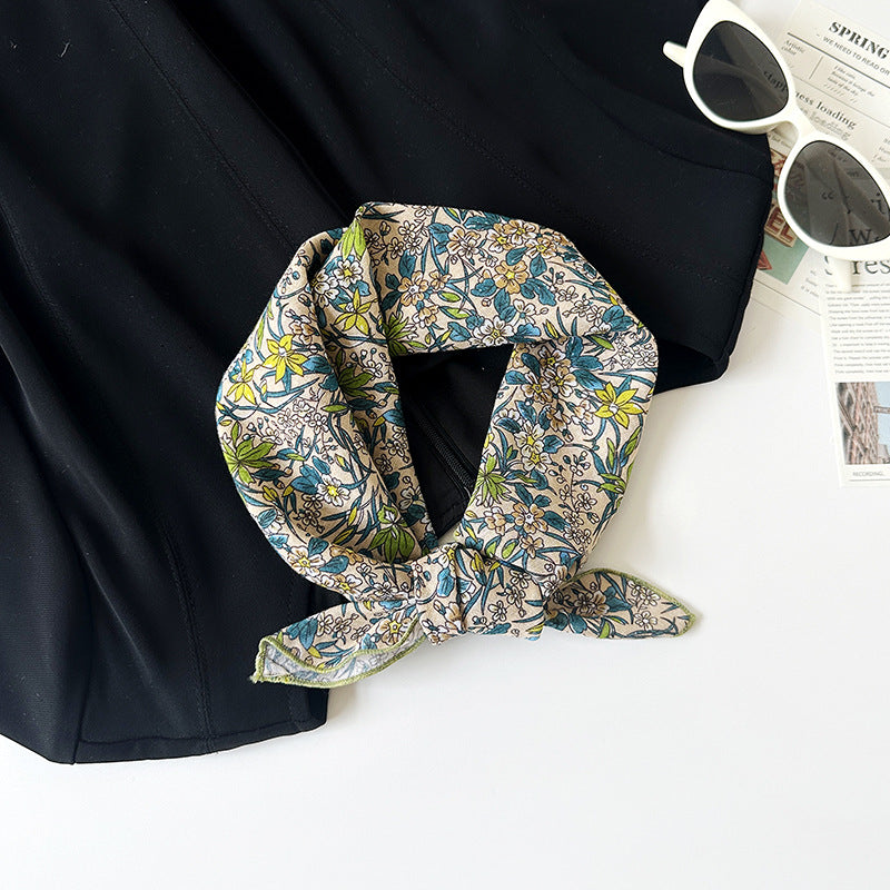 Retro Print Cotton Bandana Square Scarf Neckerchief - C18