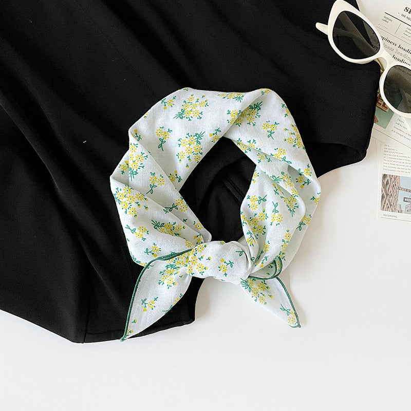 Retro Print Cotton Bandana Square Scarf Neckerchief - C21