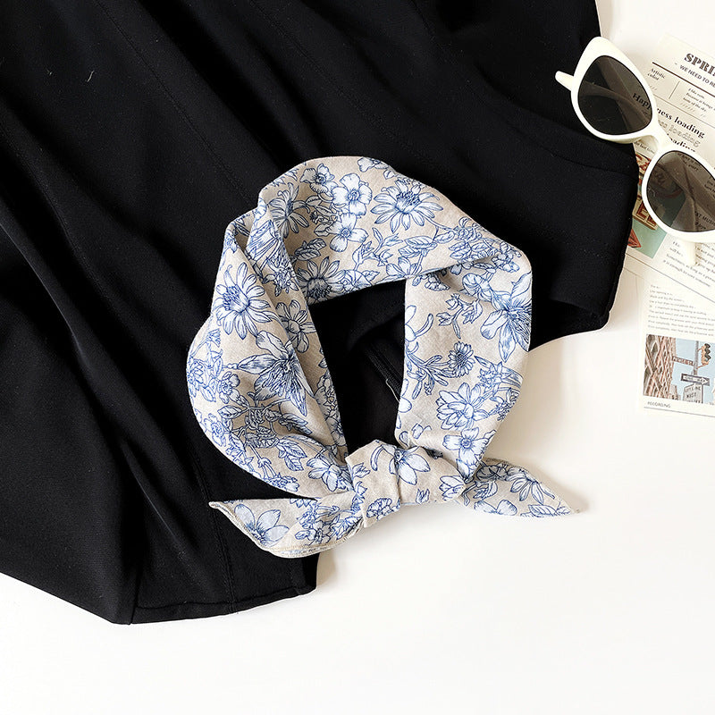 Retro Print Cotton Bandana Square Scarf Neckerchief - C22