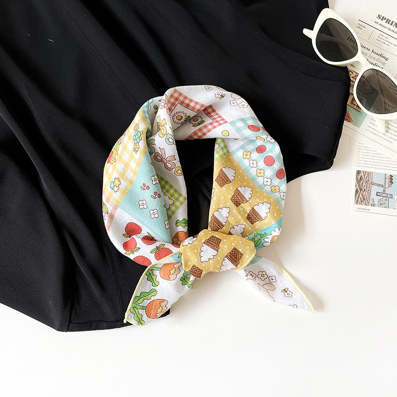Retro Print Cotton Bandana Square Scarf Neckerchief - C24