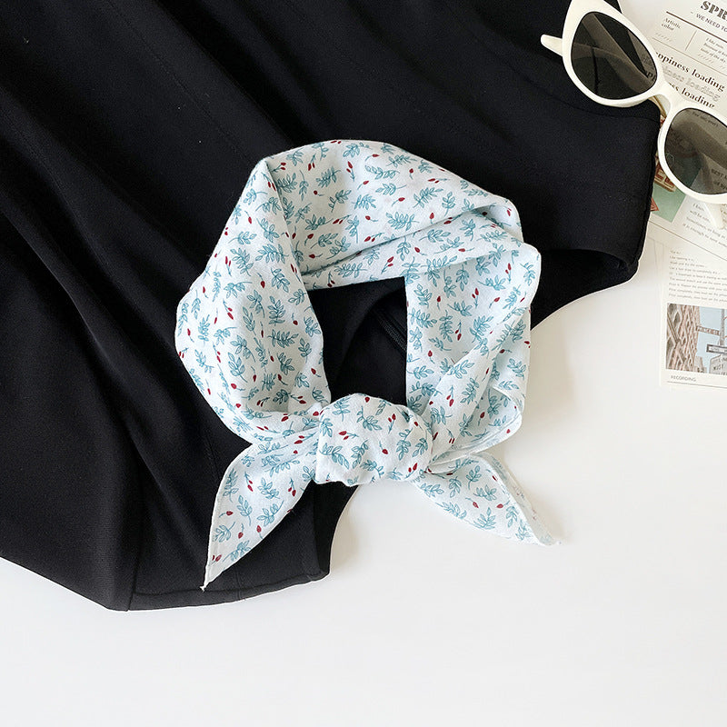 Retro Print Cotton Bandana Square Scarf Neckerchief - C4