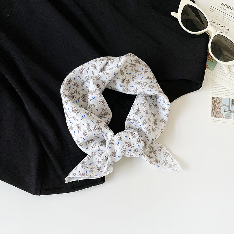 Retro Print Cotton Bandana Square Scarf Neckerchief - C5