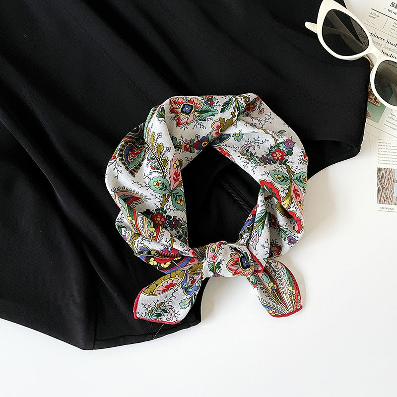 Retro Print Cotton Bandana Square Scarf Neckerchief - C9
