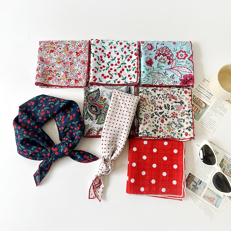 Retro Print Cotton Bandana Square Scarf Neckerchief