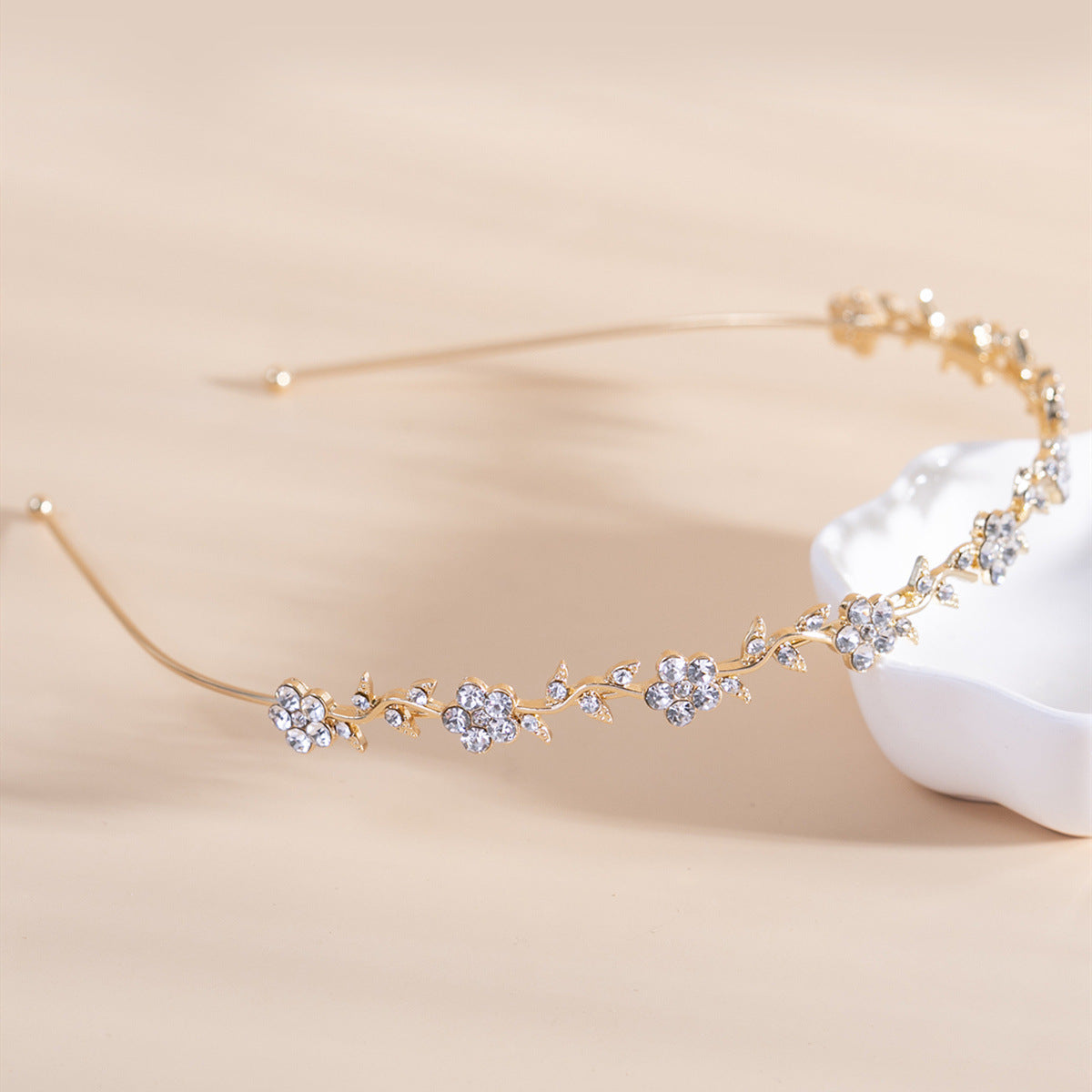Rhinestone Floral Vine Thin Headband - Color_2