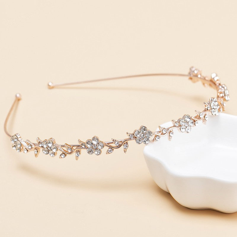 Rhinestone Floral Vine Thin Headband - Color_5